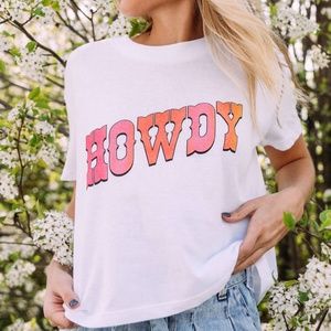 NWT Howdy White Cropped Graphic Tee